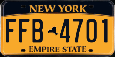 NY license plate FFB4701