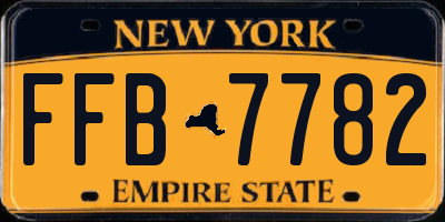 NY license plate FFB7782