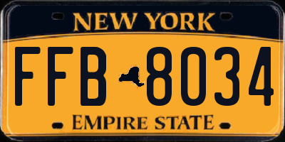 NY license plate FFB8034