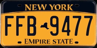 NY license plate FFB9477