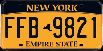 NY license plate FFB9821