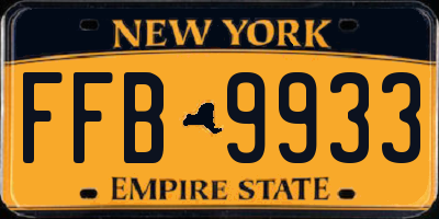 NY license plate FFB9933