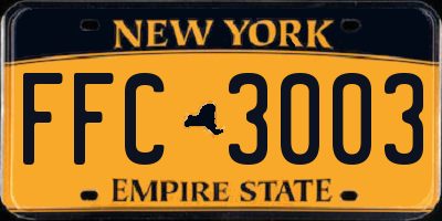 NY license plate FFC3003