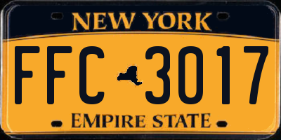 NY license plate FFC3017
