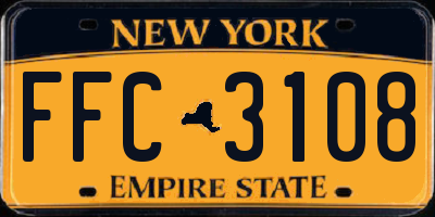 NY license plate FFC3108