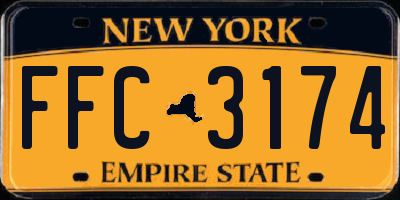 NY license plate FFC3174