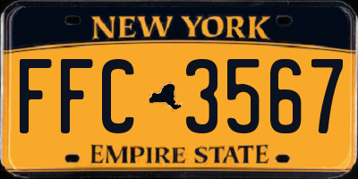 NY license plate FFC3567