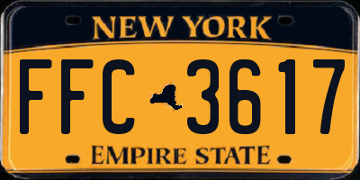 NY license plate FFC3617