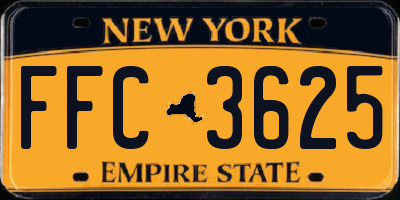 NY license plate FFC3625