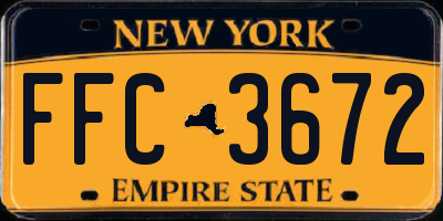 NY license plate FFC3672