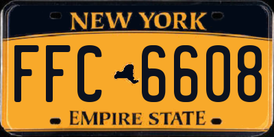 NY license plate FFC6608