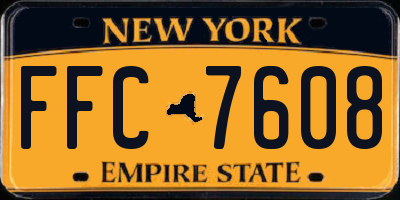 NY license plate FFC7608