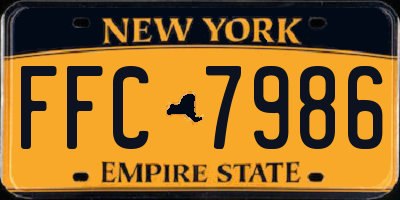 NY license plate FFC7986