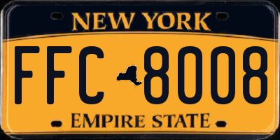 NY license plate FFC8008