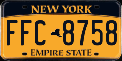 NY license plate FFC8758