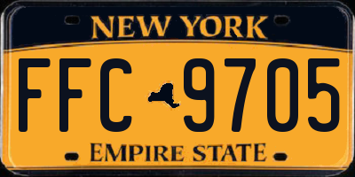 NY license plate FFC9705