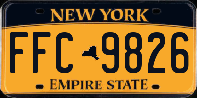 NY license plate FFC9826