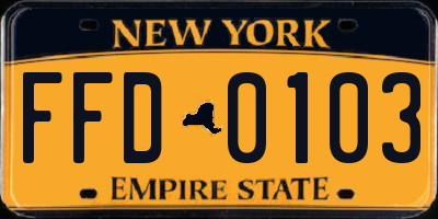 NY license plate FFD0103