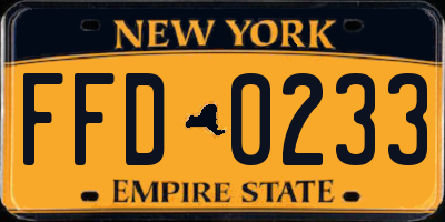 NY license plate FFD0233