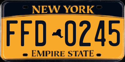 NY license plate FFD0245