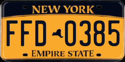 NY license plate FFD0385