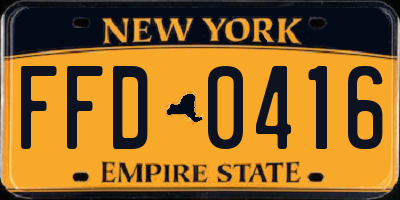 NY license plate FFD0416