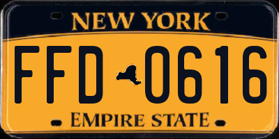 NY license plate FFD0616