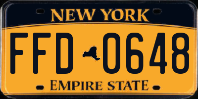 NY license plate FFD0648
