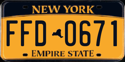 NY license plate FFD0671