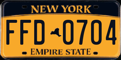 NY license plate FFD0704