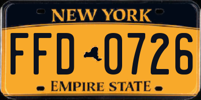 NY license plate FFD0726
