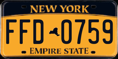 NY license plate FFD0759