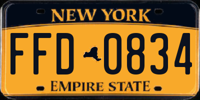 NY license plate FFD0834