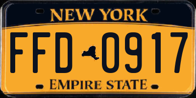 NY license plate FFD0917