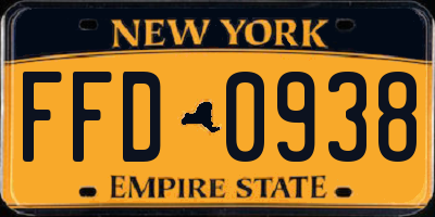 NY license plate FFD0938