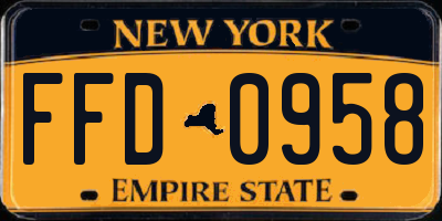 NY license plate FFD0958