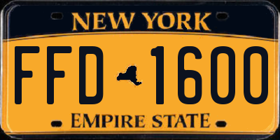 NY license plate FFD1600