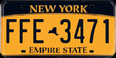 NY license plate FFE3471