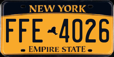 NY license plate FFE4026