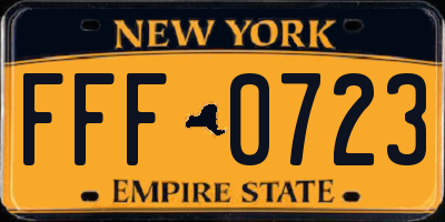 NY license plate FFF0723