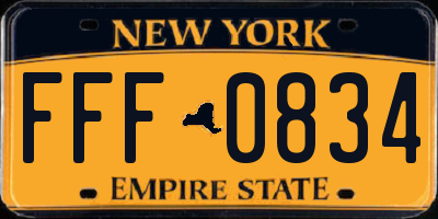 NY license plate FFF0834