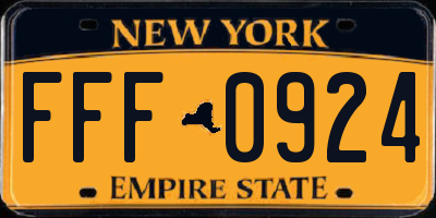 NY license plate FFF0924
