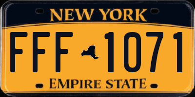 NY license plate FFF1071