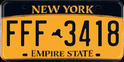 NY license plate FFF3418