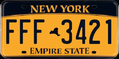 NY license plate FFF3421