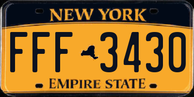 NY license plate FFF3430