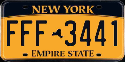 NY license plate FFF3441