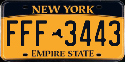 NY license plate FFF3443