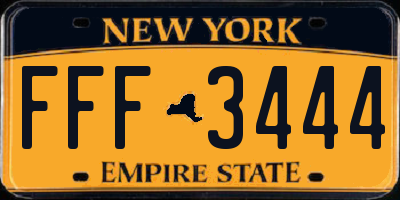 NY license plate FFF3444