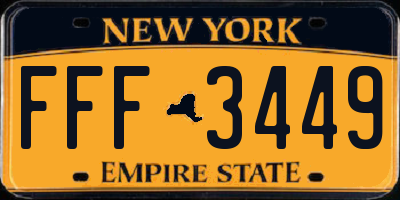 NY license plate FFF3449
